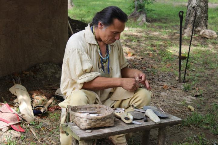 Flintknapping at the Cherokee Heritage Center, Tahlequah.