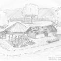 1710 Cherokee village recreation, house drawing.